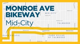 map/graphic of Monroe Ave Bikeway Project, mid-city, san diego
