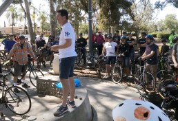 Councilmember Chris Ward addresses the 30th Street ride