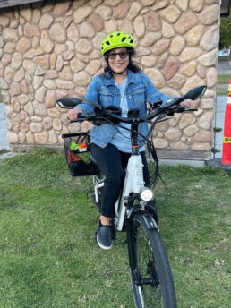 Alex Hernandez on her Bicycle